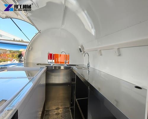 inner part of the mini round food trailer