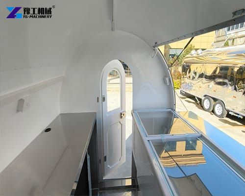 inner space of the small round food trailer