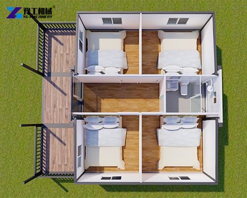 4 bedrooms in 20ft expandable prefab house