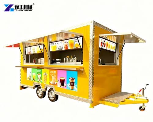 small drink trailer with stickers