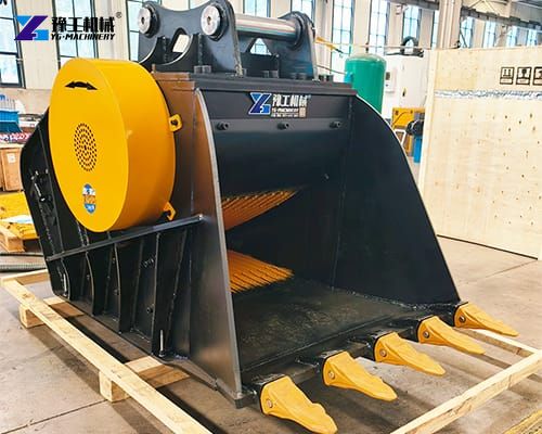 excavator rock crusher bucket display