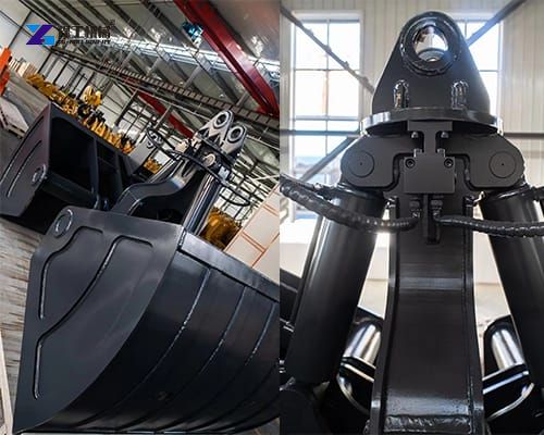 details of clamshell bucket for excavator