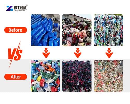 plastic shredder machine shredding effect