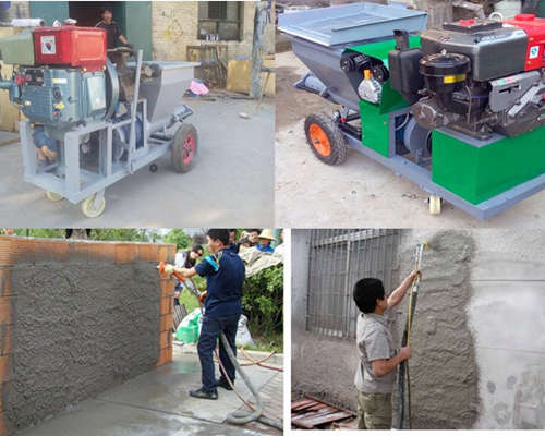 cement plaster spray machine application