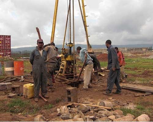 Water Well Drilling Rig in Use