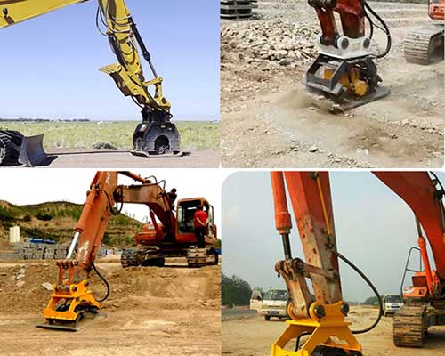 Excavator Plate Compactor Attachment is working