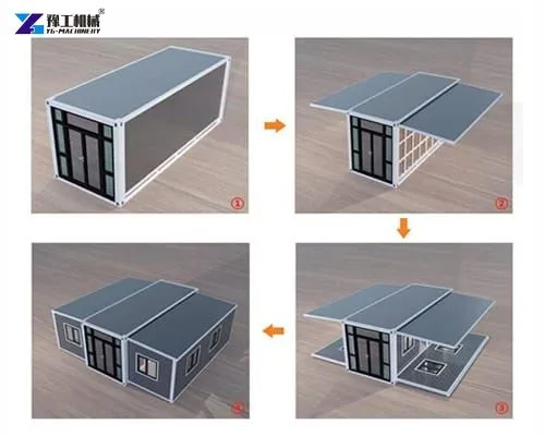 the open process of the 20ft container foldable house