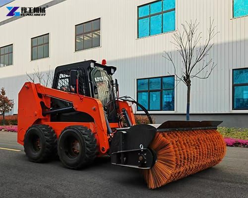 excavator wheel loader with sweeper